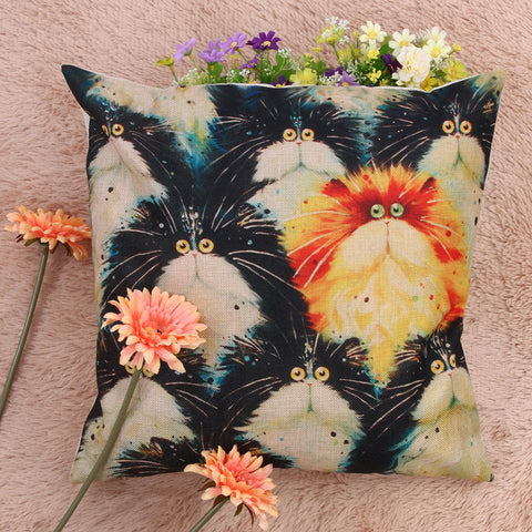 Oil Painting Cushion Cover 45x45CM (18x18IN) Cute Cats
