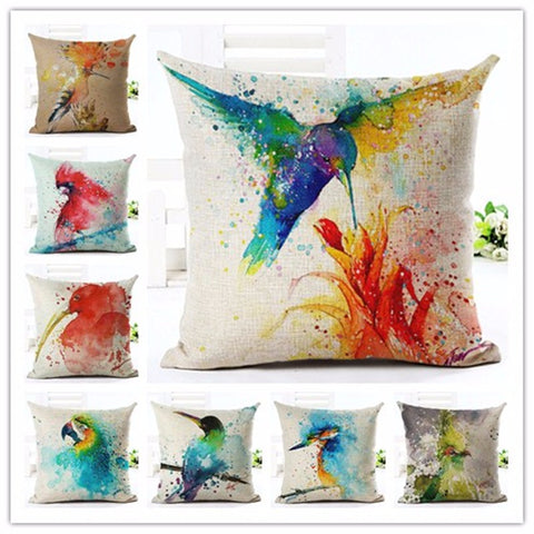 Colorful Birds Cushion Cover