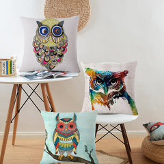 Owl Cotton Linen Cushion Covers  45x45cm