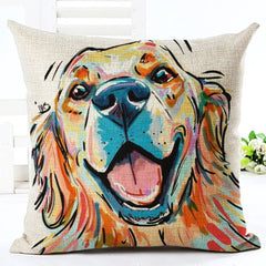 Square Cotton Linen colourfu Bull Terrier Painted Bull dog dachshund 3D Cheap Cushion Cover For Home Sofa Pillow Case Cojines