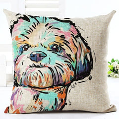 Square Cotton Linen colourfu Bull Terrier Painted Bull dog dachshund 3D Cheap Cushion Cover For Home Sofa Pillow Case Cojines