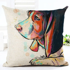Square Cotton Linen colourfu Bull Terrier Painted Bull dog dachshund 3D Cheap Cushion Cover For Home Sofa Pillow Case Cojines