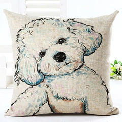 Square Cotton Linen colourfu Bull Terrier Painted Bull dog dachshund 3D Cheap Cushion Cover For Home Sofa Pillow Case Cojines