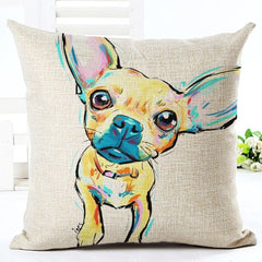 Square Cotton Linen colourfu Bull Terrier Painted Bull dog dachshund 3D Cheap Cushion Cover For Home Sofa Pillow Case Cojines