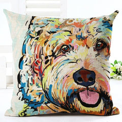 Square Cotton Linen colourfu Bull Terrier Painted Bull dog dachshund 3D Cheap Cushion Cover For Home Sofa Pillow Case Cojines
