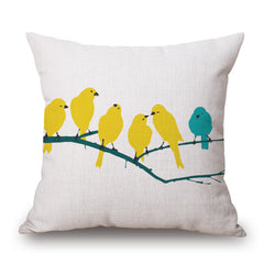Fashion High Quality Cotton Linen Yellow Geometry Crane and Bird Car Decorative Throw Pillow Case Cushion Cover Sofa Home Decor