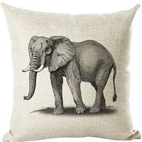 Cushion Cover: Elephant, Wolf, Turtle, Birds