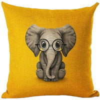Cushion Cover: Elephant, Wolf, Turtle, Birds