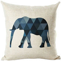 Cushion Cover: Elephant, Wolf, Turtle, Birds