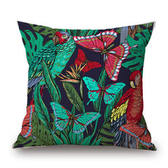 Tropical Cushion Cover - Flamingo, Parrot, Floral