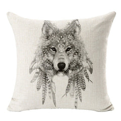 High Qulity Cotton Linen Elephant skull wolf Printed Decorative Cushion Cover Pillow Case Car Seat 45*45cm Pillowcase XJBZT205