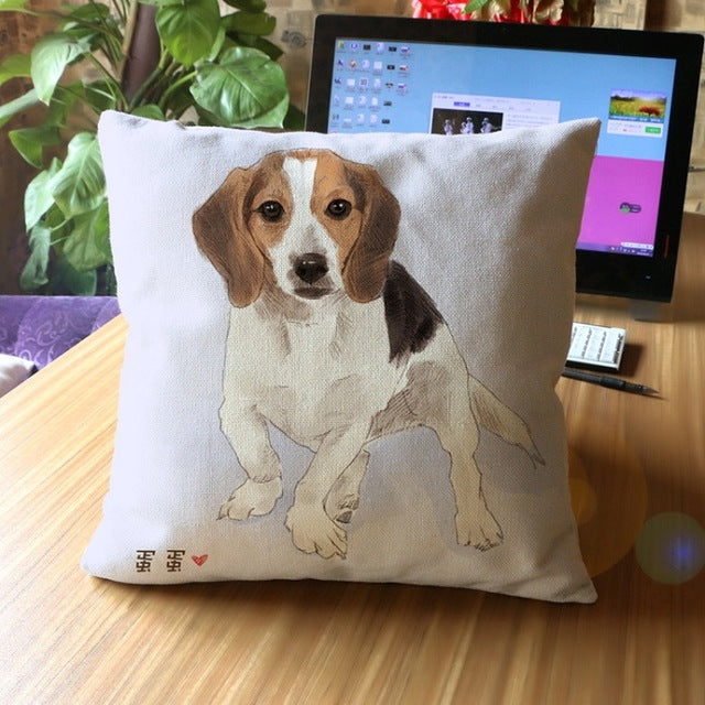 Cute Dog and Cat Cushion Cover