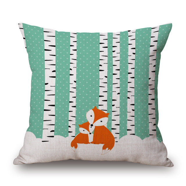 Fox-Bear-Cat-Whale Cushion Cover