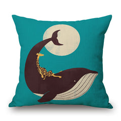 Fox-Bear-Cat-Whale Cushion Cover