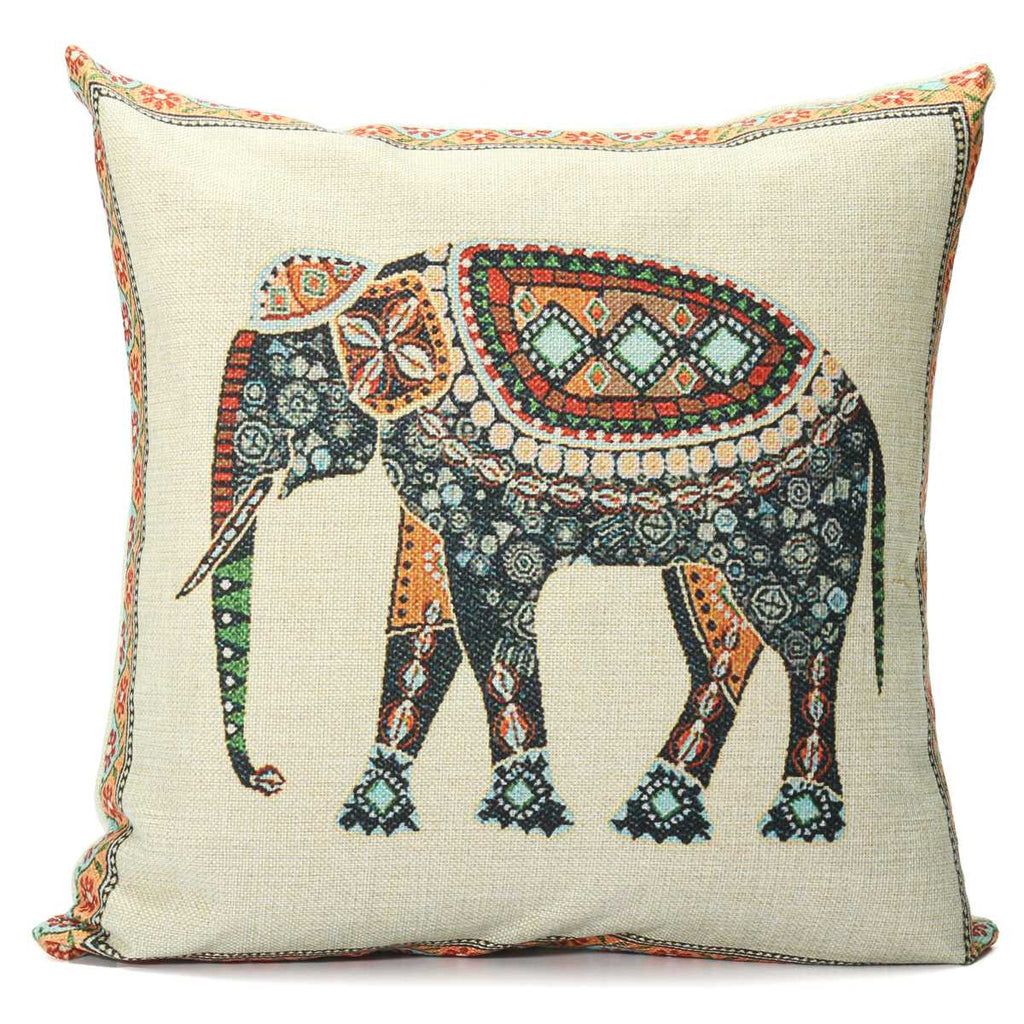Linen Cover Pillow Nationality Elephant Printed For Soft Throw Pillow Case Seat Pillowcases Modern Style Pillow Cover