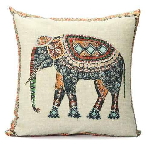 Linen Cover Pillow Nationality Elephant Printed For Soft Throw Pillow Case Seat Pillowcases Modern Style Pillow Cover