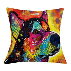 Linen Dog Cushion Cover 43X43cm Siberian Husky German Sherpherd Pillow Cases Pillowcase Bedroom Home Decor Decorative Pillows