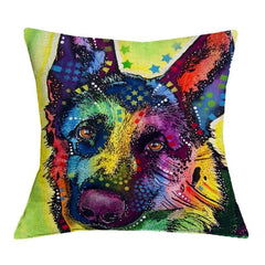 Linen Dog Cushion Cover 43X43cm Siberian Husky German Sherpherd Pillow Cases Pillowcase Bedroom Home Decor Decorative Pillows