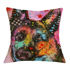 Linen Dog Cushion Cover 43X43cm Siberian Husky German Sherpherd Pillow Cases Pillowcase Bedroom Home Decor Decorative Pillows