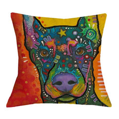 Linen Dog Cushion Cover 43X43cm Siberian Husky German Sherpherd Pillow Cases Pillowcase Bedroom Home Decor Decorative Pillows