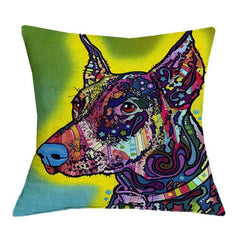 Linen Dog Cushion Cover 43X43cm Siberian Husky German Sherpherd Pillow Cases Pillowcase Bedroom Home Decor Decorative Pillows