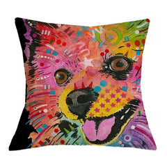 Linen Dog Cushion Cover 43X43cm Siberian Husky German Sherpherd Pillow Cases Pillowcase Bedroom Home Decor Decorative Pillows