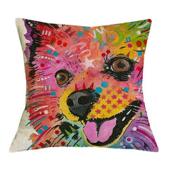 Linen Dog Cushion Cover 43X43cm Siberian Husky German Sherpherd Pillow Cases Pillowcase Bedroom Home Decor Decorative Pillows