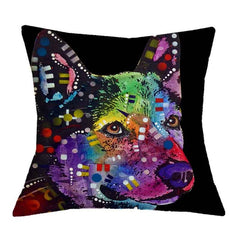 Linen Dog Cushion Cover 43X43cm Siberian Husky German Sherpherd Pillow Cases Pillowcase Bedroom Home Decor Decorative Pillows