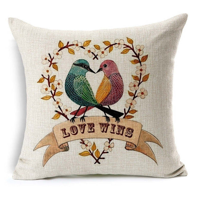 Pillow Case Beautiful Flower and Bird Cotton Linen Pillowcase For Bedroom Chair Seat Throw Pillowcase Pillow Cover
