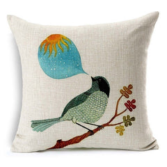 Pillow Case Beautiful Flower and Bird Cotton Linen Pillowcase For Bedroom Chair Seat Throw Pillowcase Pillow Cover