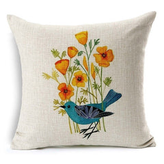 Pillow Case Beautiful Flower and Bird Cotton Linen Pillowcase For Bedroom Chair Seat Throw Pillowcase Pillow Cover