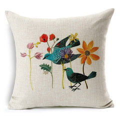 Pillow Case Beautiful Flower and Bird Cotton Linen Pillowcase For Bedroom Chair Seat Throw Pillowcase Pillow Cover