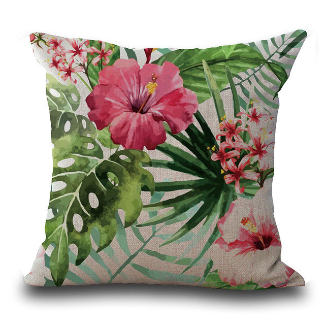 Leaf Butterfly Flower Pattern Pillowcase Colorful Pillow Cover Pillowcase 45 x 45cm