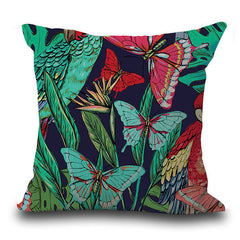Leaf Butterfly Flower Pattern Pillowcase Colorful Pillow Cover Pillowcase 45 x 45cm