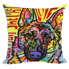 Linen German Shepherd Husky Labrador Cushion Cover Cute Dog Decorative Pillow Case For Car Covers Pet Custom Decor Pillowcase