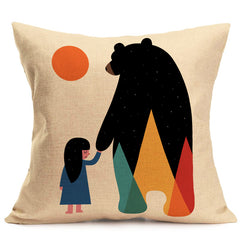 Cartoon Animals Pattern Pillow Case 18''x18''