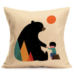 Cartoon Animals Pattern Pillow Case 18''x18''