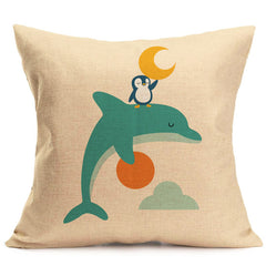 Cartoon Animals Pattern Pillow Case 18''x18''