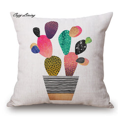 Pillow Cases 45*45CM Colorful Geometric Pattern Pillow Cases Linen Pillow Covers Printed Square Pillowcases Wholesales D22