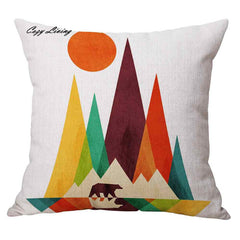 Pillow Cases 45*45CM Colorful Geometric Pattern Pillow Cases Linen Pillow Covers Printed Square Pillowcases Wholesales D22