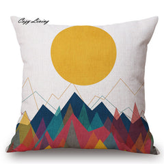 Pillow Cases 45*45CM Colorful Geometric Pattern Pillow Cases Linen Pillow Covers Printed Square Pillowcases Wholesales D22