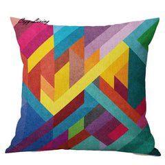 Pillow Cases 45*45CM Colorful Geometric Pattern Pillow Cases Linen Pillow Covers Printed Square Pillowcases Wholesales D22