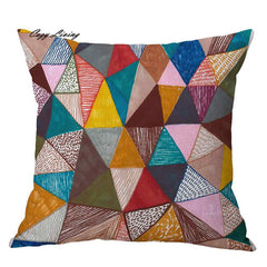 Pillow Cases 45*45CM Colorful Geometric Pattern Pillow Cases Linen Pillow Covers Printed Square Pillowcases Wholesales D22