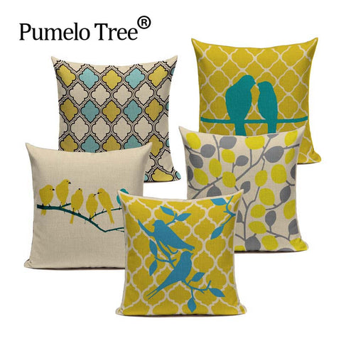 Yellow Color LOVE Bird Cushions Cover