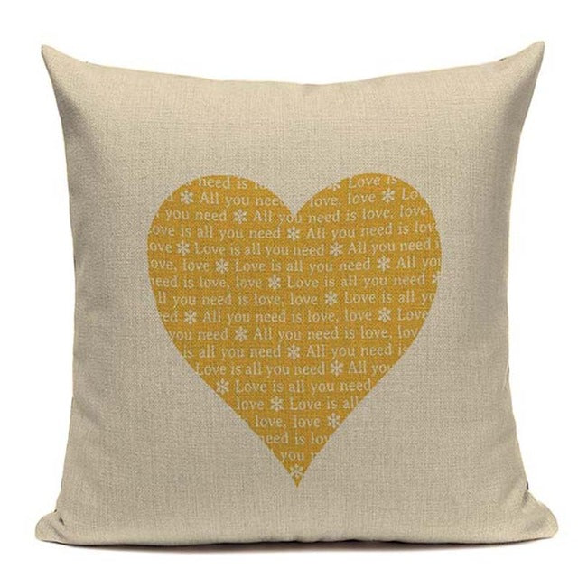 Yellow LOVE Bird Cushions Cover