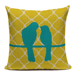 Yellow Color LOVE Bird Cushions Cover