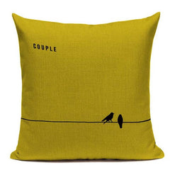 Yellow Color LOVE Bird Cushions Cover
