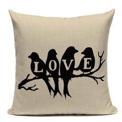 Yellow LOVE Bird Cushions Cover