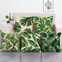 Tropical Plants Green Leaves Pillow Case