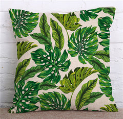 Tropical Plants Green Leaves Pillow Case